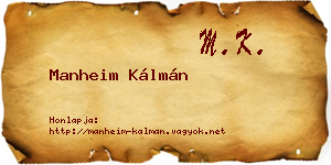 Manheim Kálmán névjegykártya